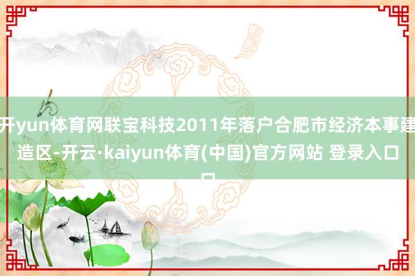开yun体育网联宝科技2011年落户合肥市经济本事建造区-开云·kaiyun体育(中国)官方网站 登录入口