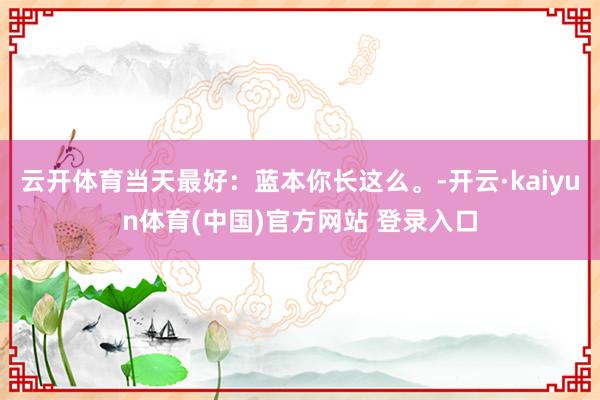 云开体育当天最好：蓝本你长这么。-开云·kaiyun体育(中国)官方网站 登录入口